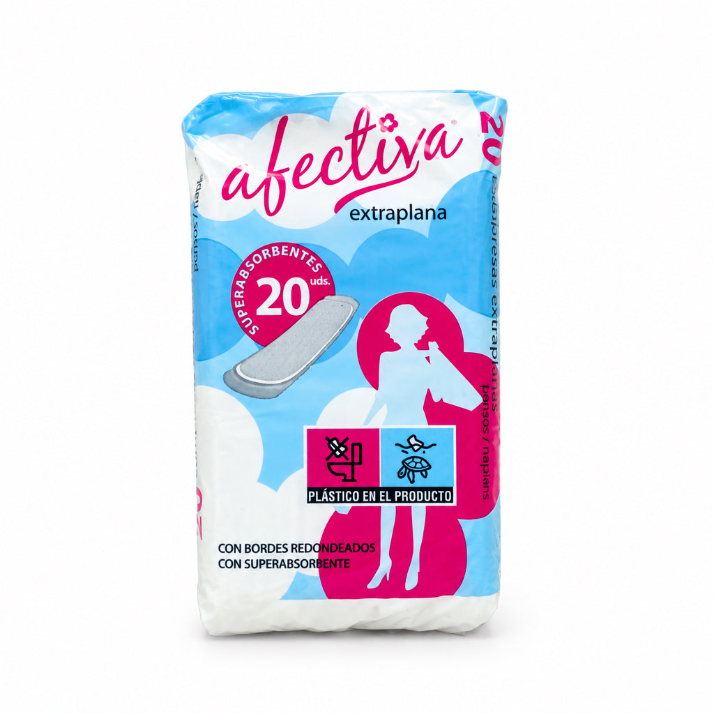 Afectiva Compresas Extraplana Superabsorbentes con Bordes Redondeados 20 Unidades