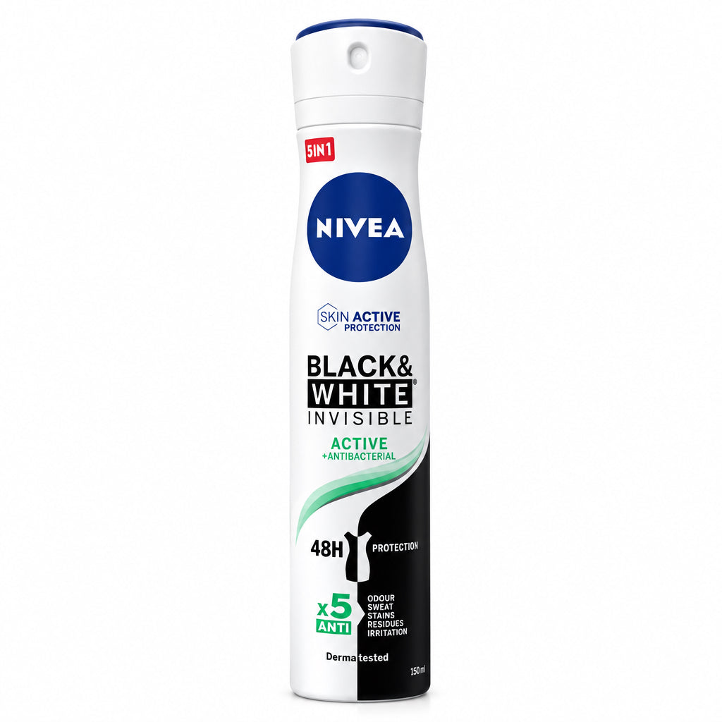 Desodorante Antitranspirante Black & White Invisible Active + Antibacterial 48h Dermotestado 150ml Nivea 200ml
