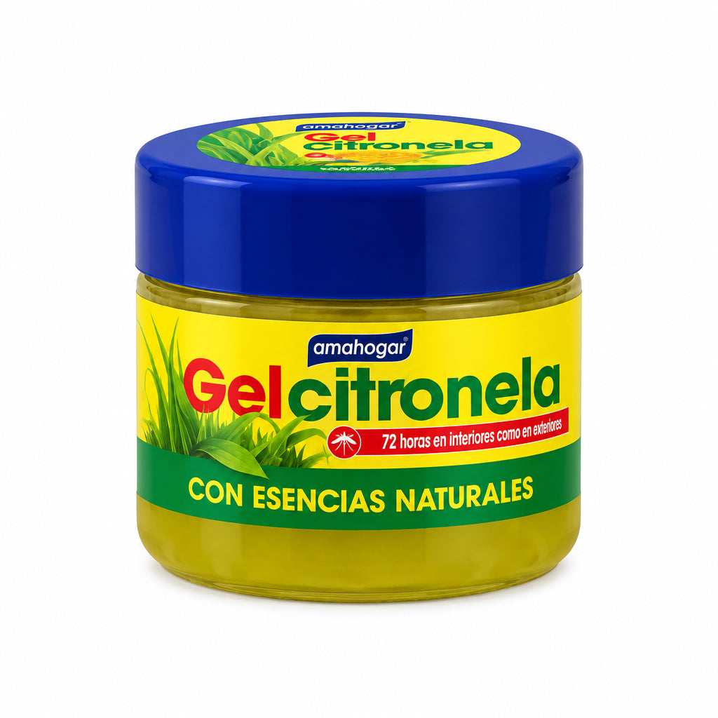 Amahogar Gel Citronela con Esencias Naturales Protección 72 Horas Interiores y Exteriores 100g