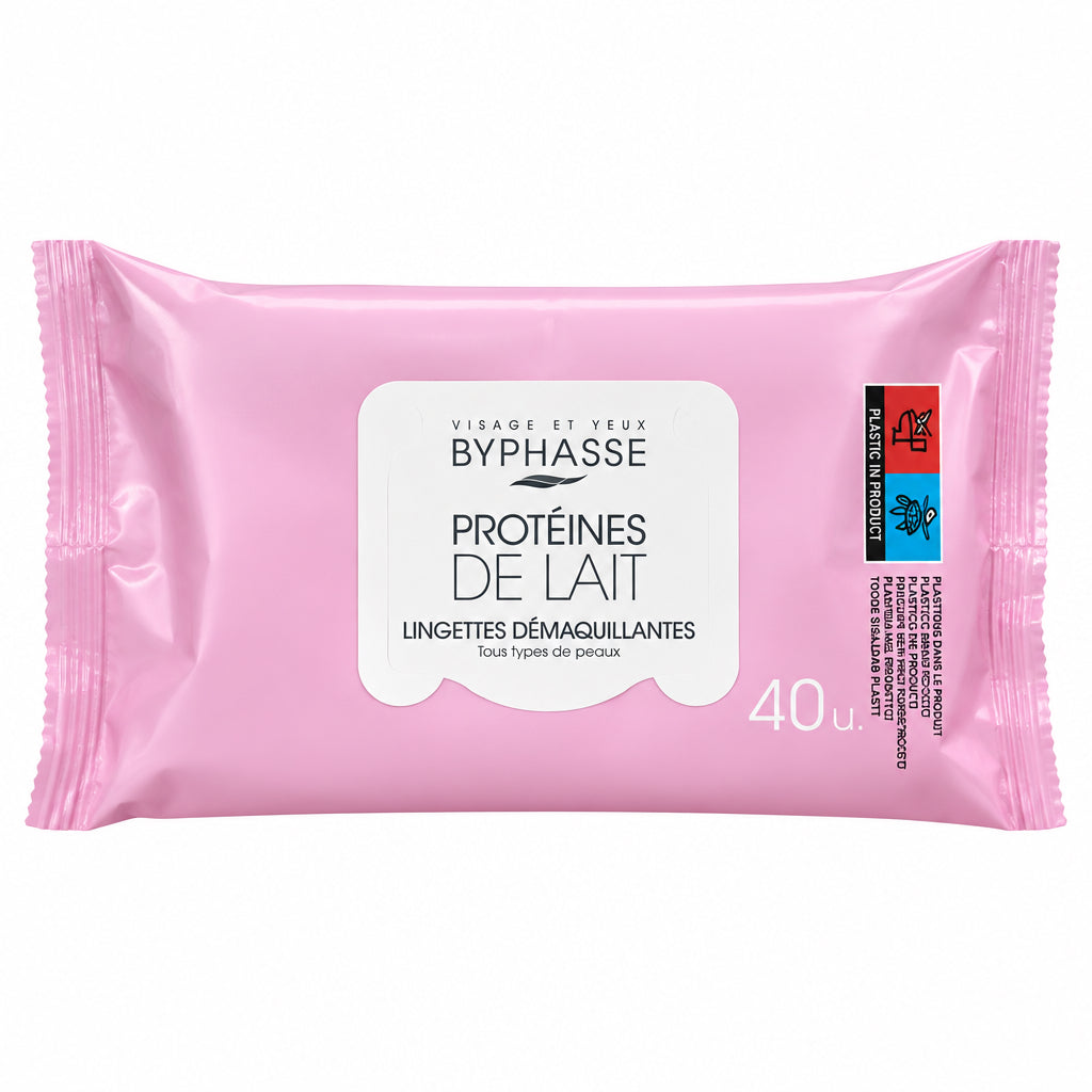 Byphasse Lingettes Démaquillantes Protéines de Lait 40 Unidades Toallitas Desmaquillantes para Rostro y Ojos