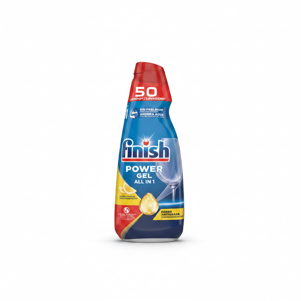 Detergente Gel para Lavavajillas Finish Power Gel All in 1 Limón (Formato Ahorro - 50 Lavados) 1L