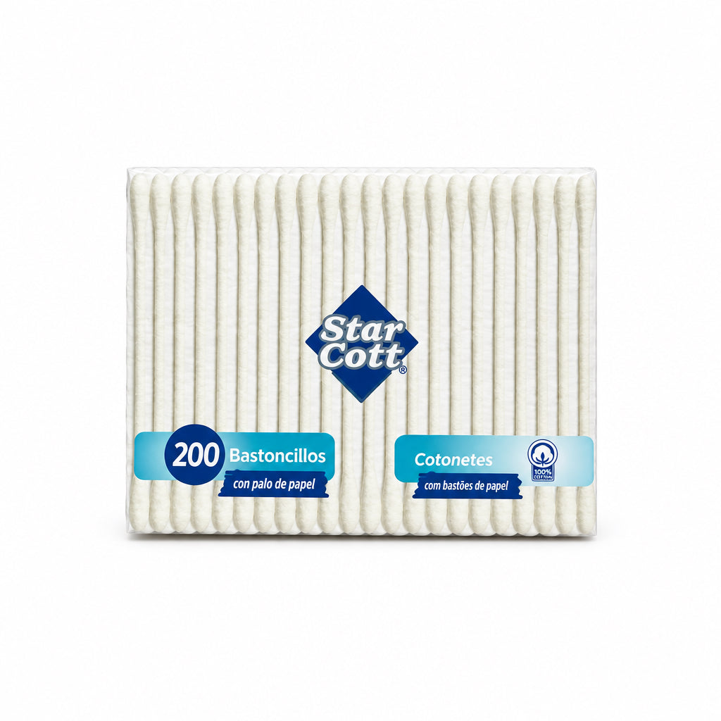Bastoncillos con Palo de Papel 200 Unidades Star Cott