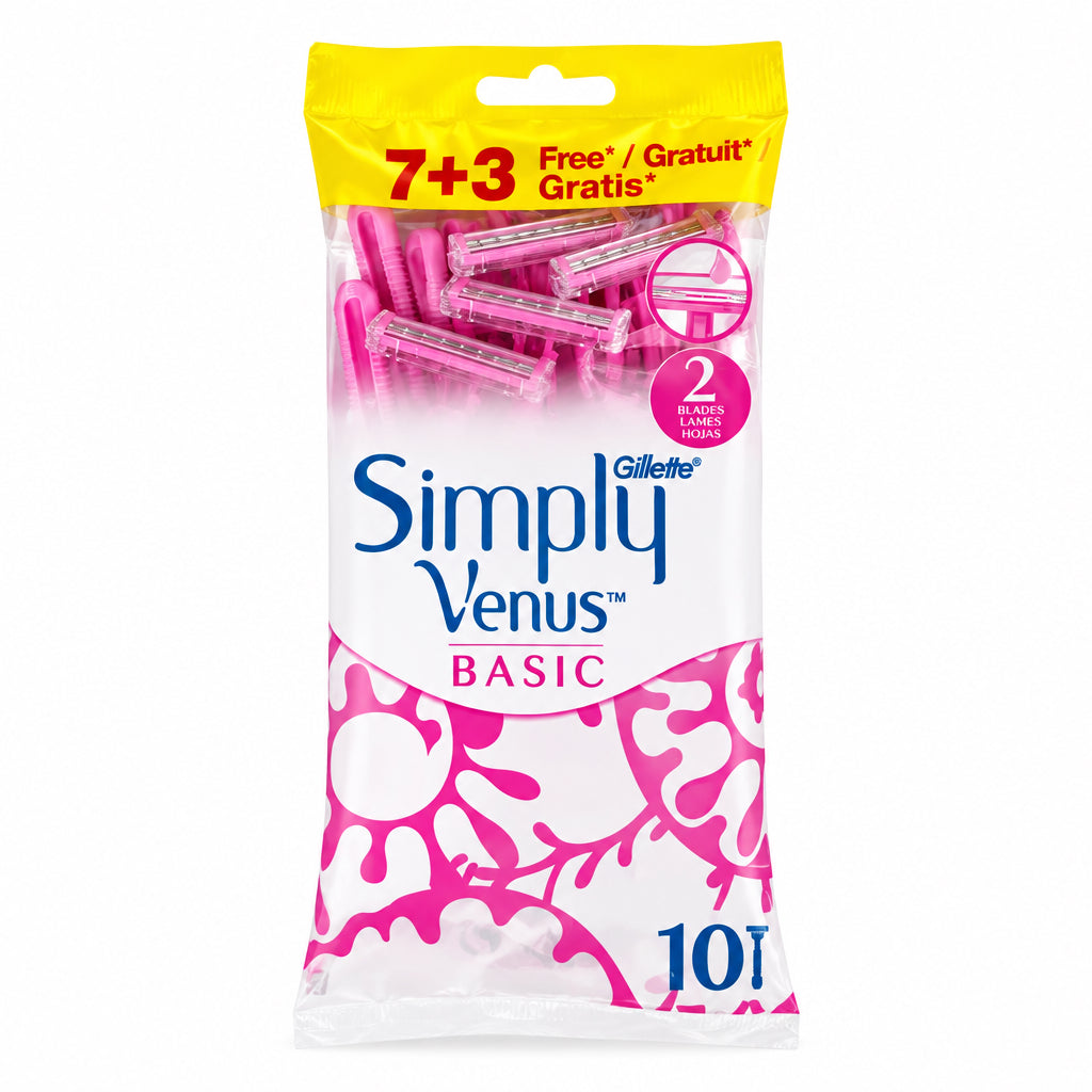 Gillette Simply Venus Basic Maquinillas de Afeitado Desechables 7 + 3 Unidades Gratis 2 Hojas