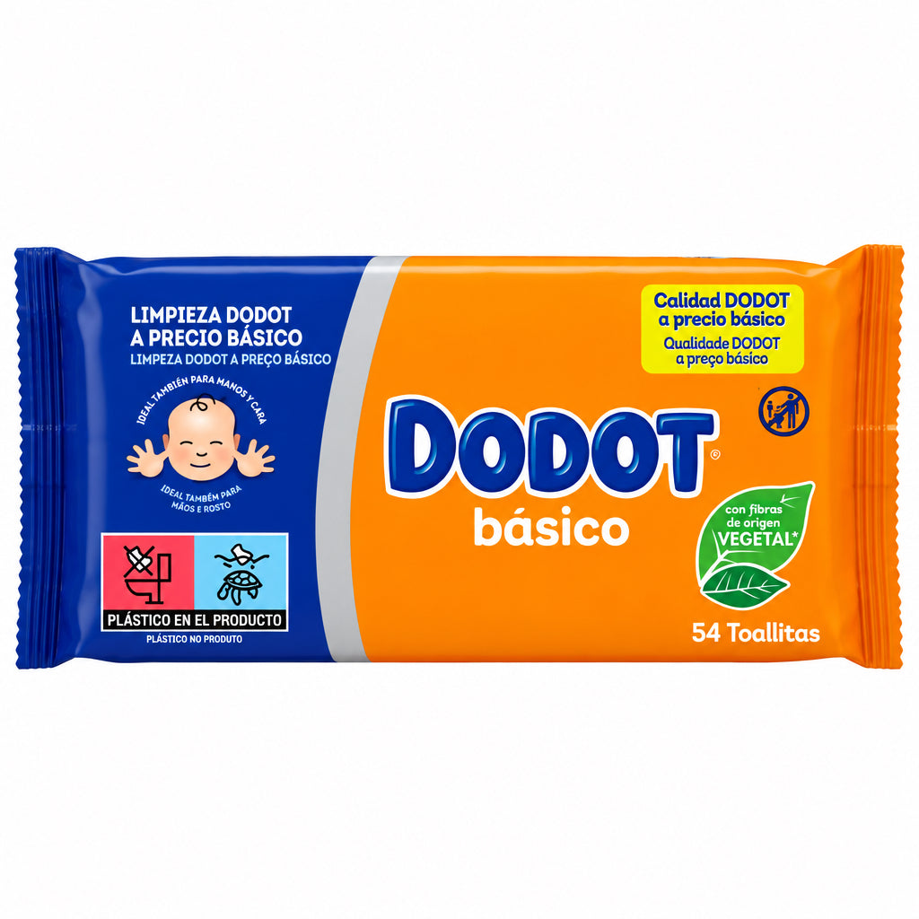 Dodot Básico Toallitas Húmedas Bebé 54 Unidades con Fibras de Origen Vegetal