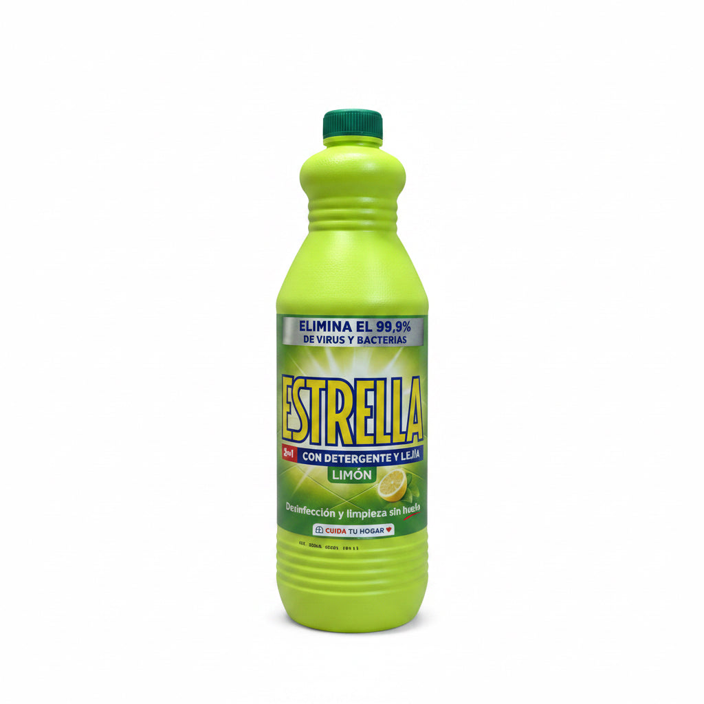 Estrella 2 en 1 Detergente y Lejía Aroma Limón - Desinfección y Limpieza sin Huella 1430ml