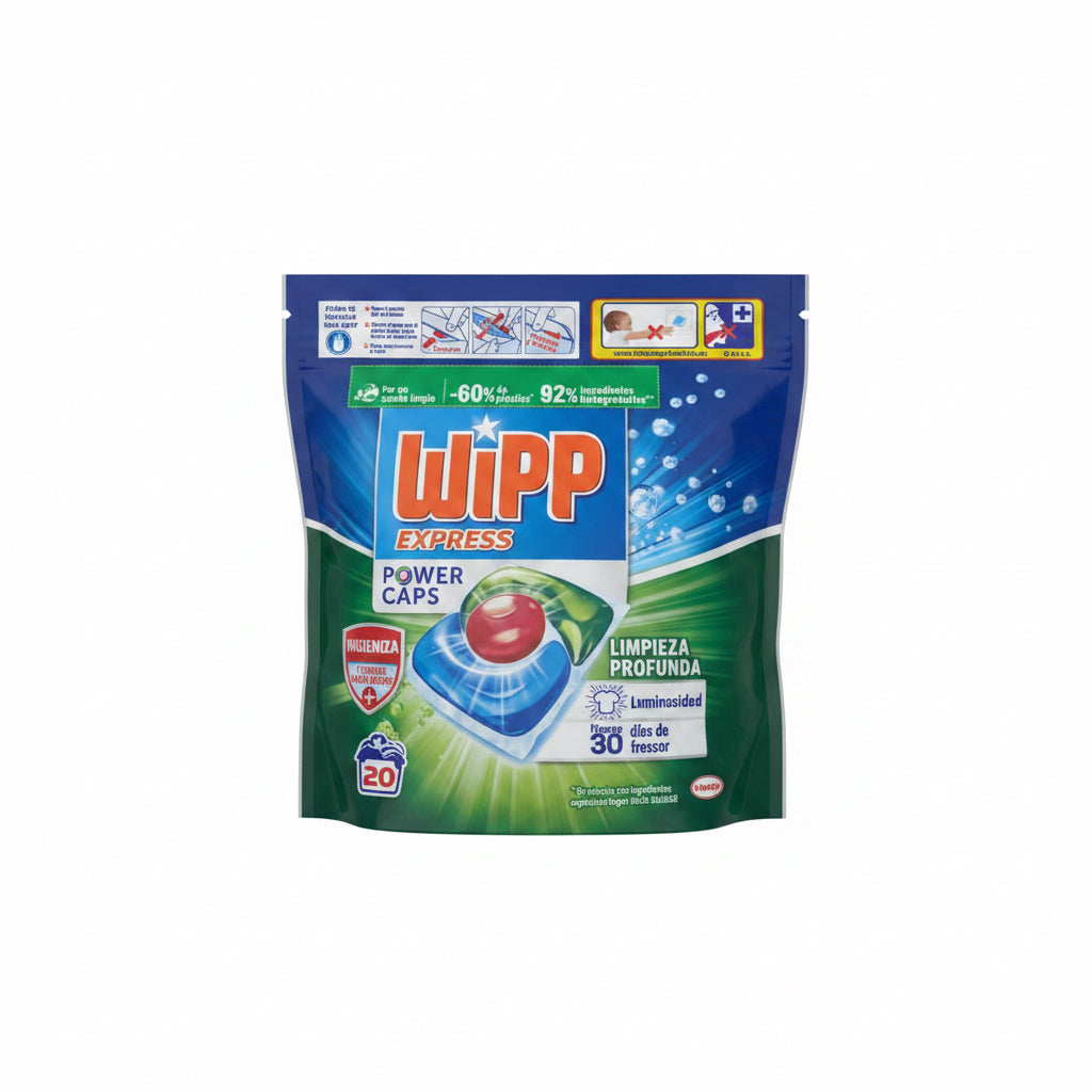 Cápsulas de Detergente Power Caps Limpieza Profunda Wipp Express 20 Lavados