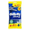 Gillette Blue II Maquinillas de Afeitado Desechables 5 + 1 Unidades Gratis Revestimiento Platinum 24 Afeitados