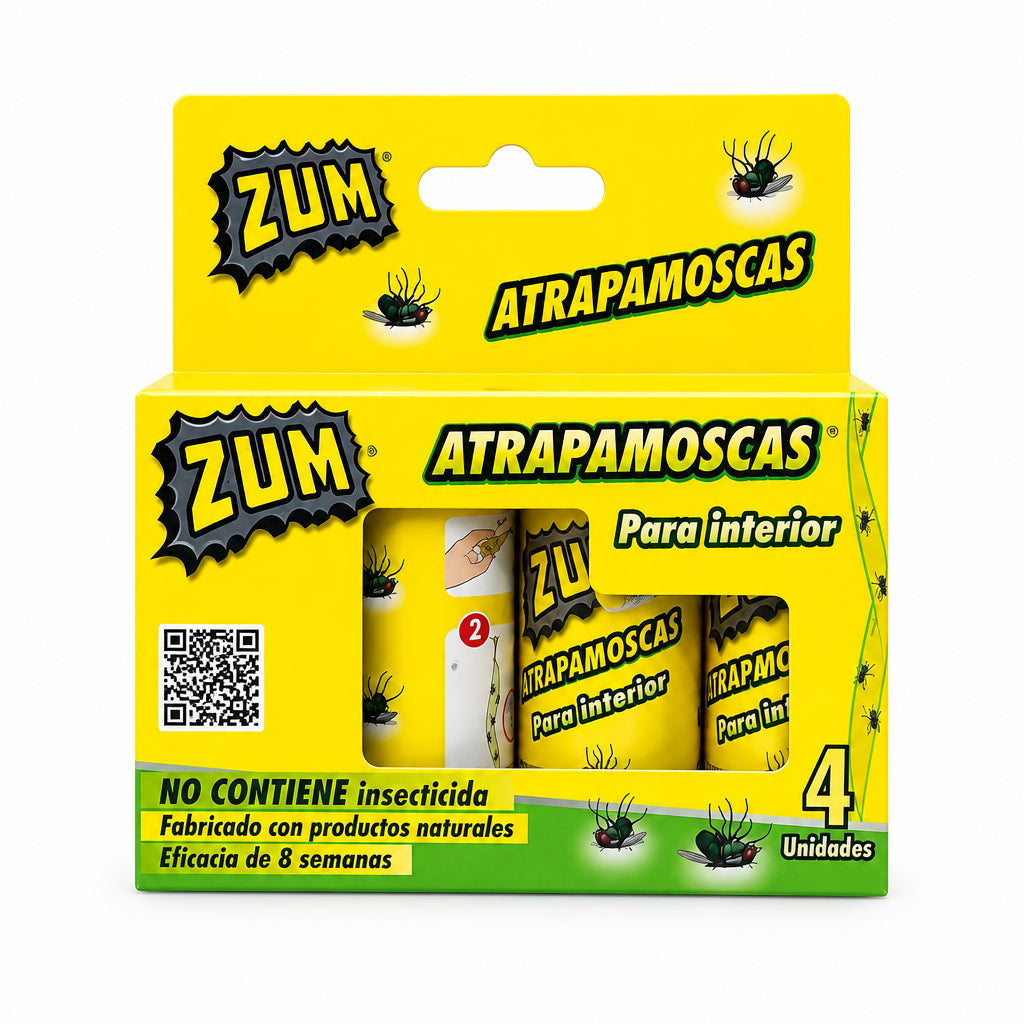 Zum Atrapamoscas para Interior 4 Unidades Sin Insecticida Fabricado con Productos Naturales Eficacia de 8 Semanas