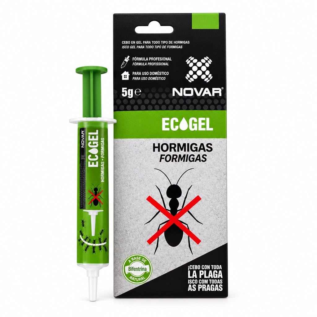 Novar Ecogel Cebo en Gel para Hormigas Jeringa 5 g Fórmula Profesional Uso Doméstico
