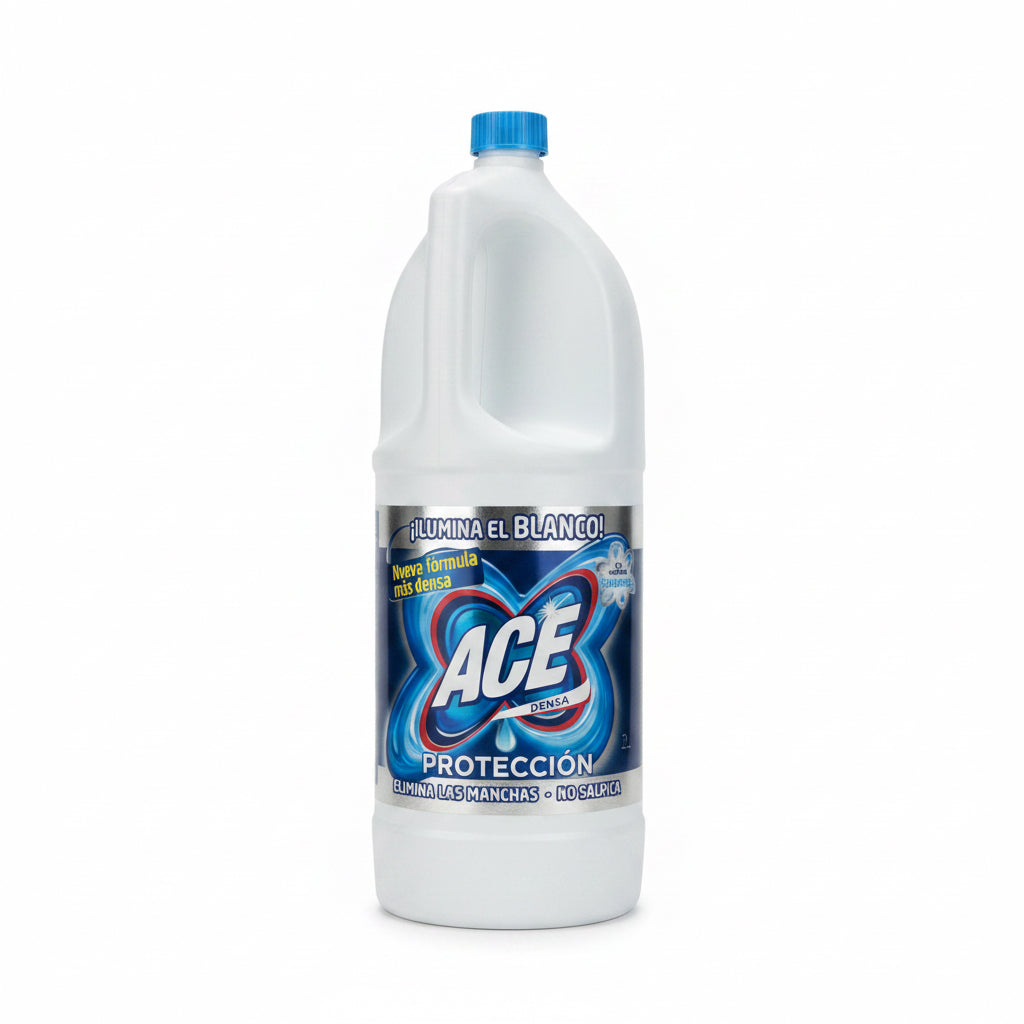 Lejía ACE Densa Protección – ¡Ilumina el Blanco! (Elimina las Manchas, No Salpica)2L