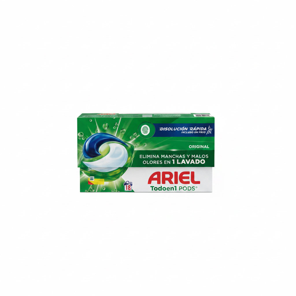 Cápsulas de Detergente Todo en 1 Pods Original Ariel 18 Lavados