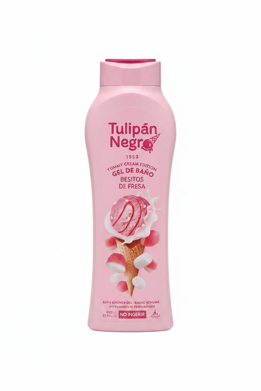 Gel de Baño y Ducha Tulipán Negro - Kiss Fresa y Nata(650 ml)